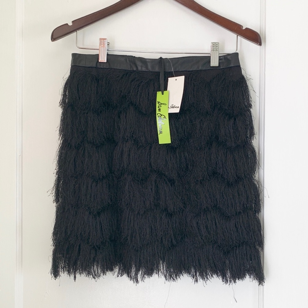 Sam Edelman Black Tiered Fringe Skirt NWT